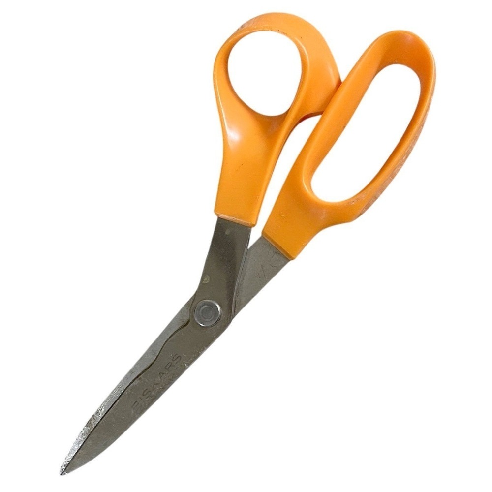 Vintage FISKARS‎ 81 Stainless Steel Scissors Sewing Craft USA 7 in Orange Handle